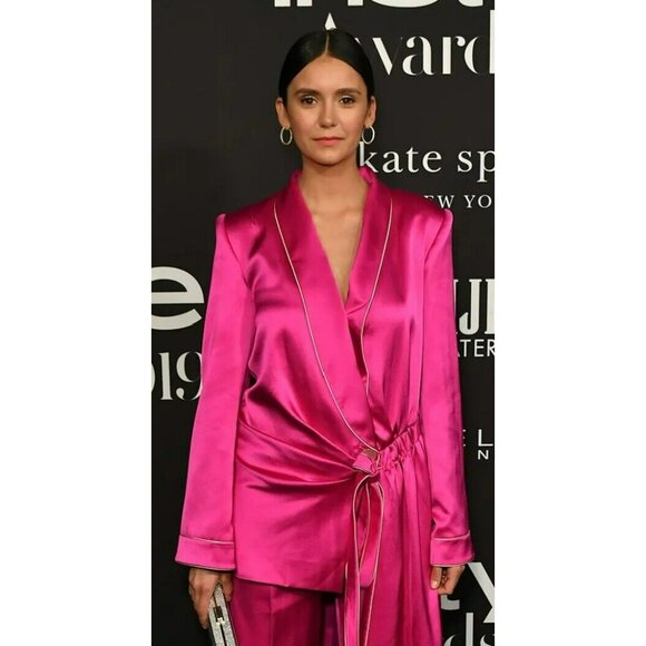 ALT Elena Gilbert 500 Maison Cinqcent Cardigan Women S Fuchsia Pink Quiet Luxury - Picture 2 of 9